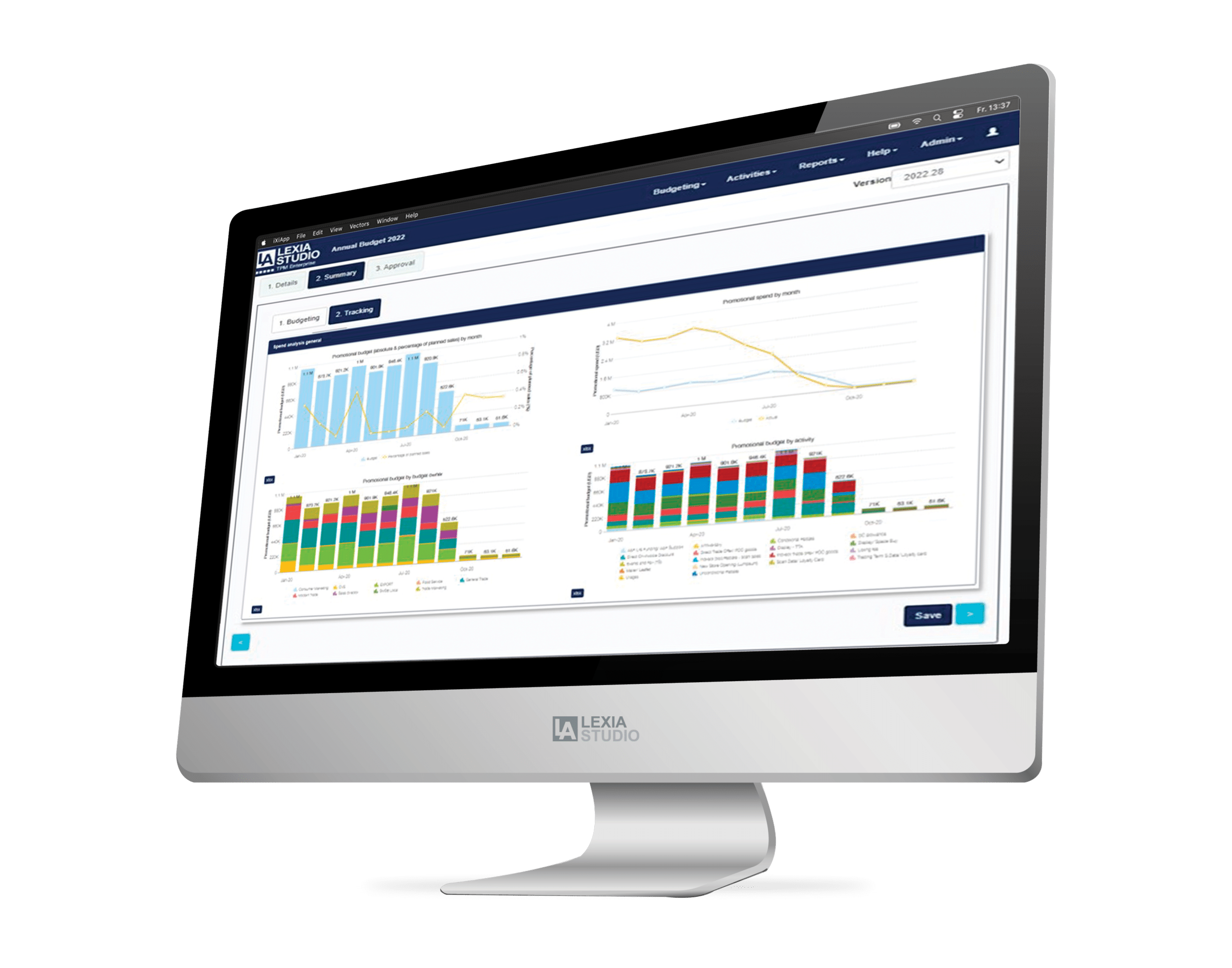 Computer screen displaying LexiaStudio software data